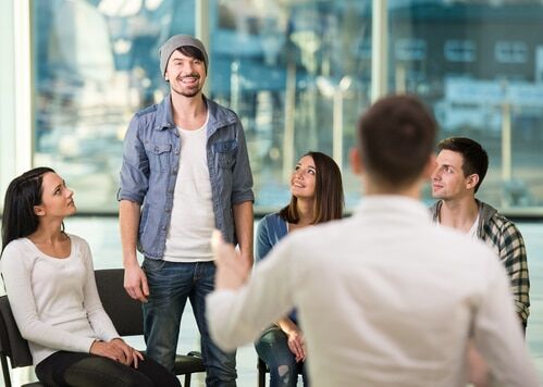 guy talking in group therapy