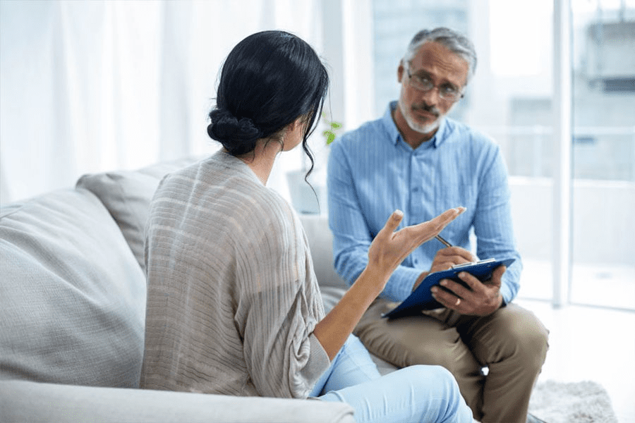 Young female during individual therapy at our addiction treatment near Northfield, New Jersey